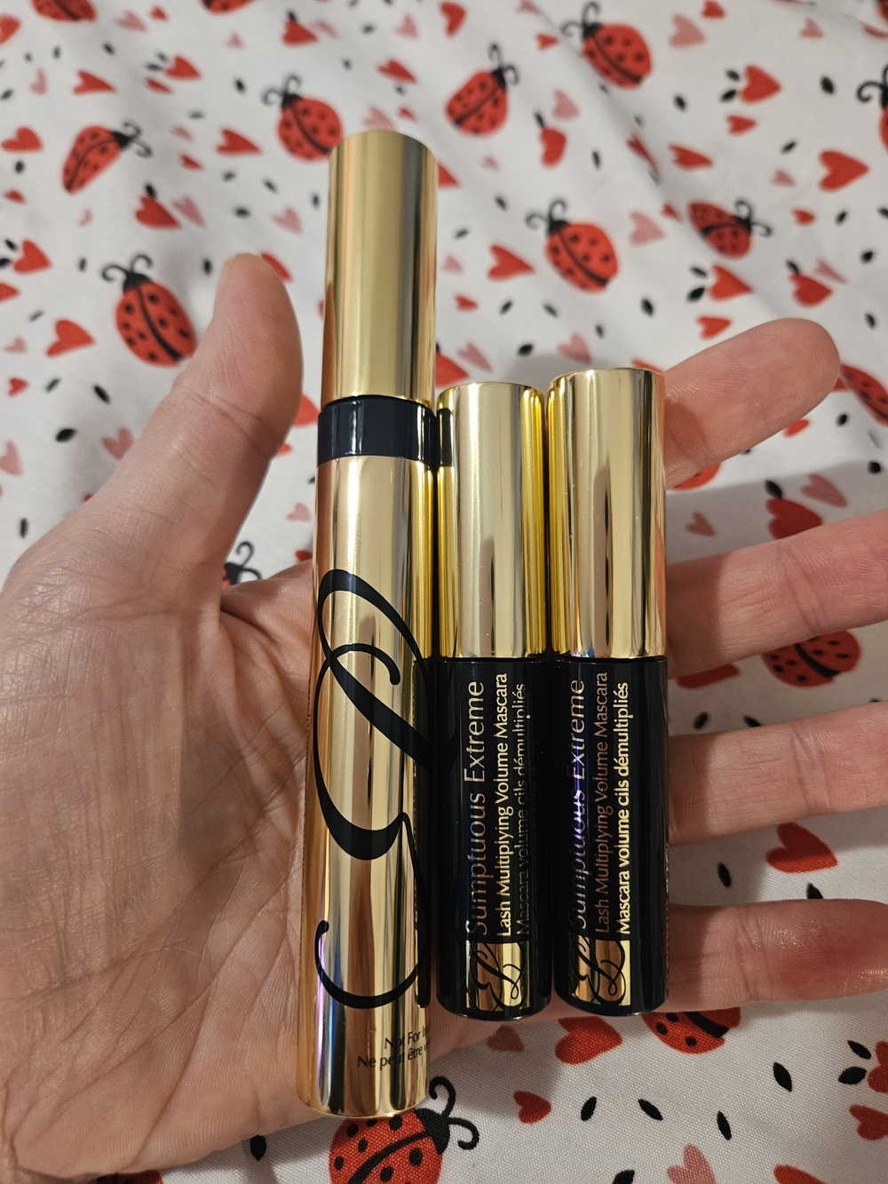 Lot of 3 Estee Lauder Gold and Black Volumizing Mascara Scumptuous Extreme